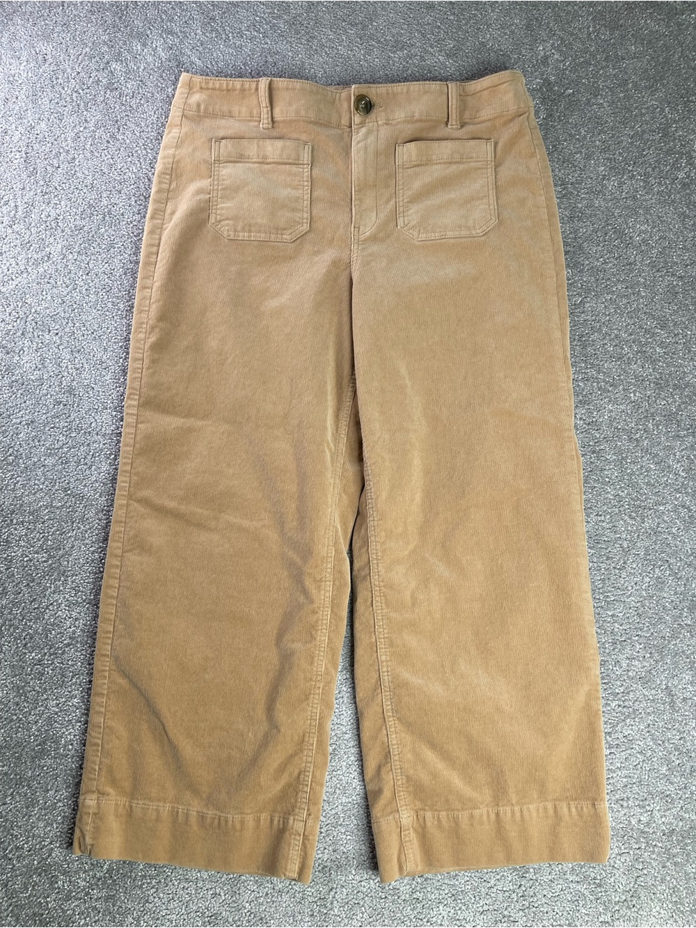 Talbots Corduroy Wide Leg Crop Pants Women’s 14 Petite Tan Stretch